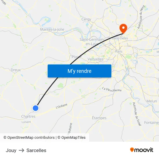 Jouy to Sarcelles map