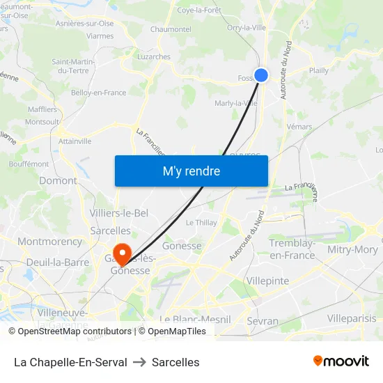 La Chapelle-En-Serval to Sarcelles map