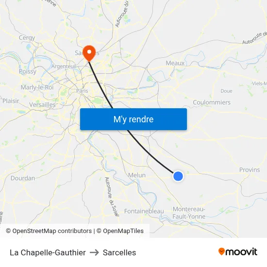 La Chapelle-Gauthier to Sarcelles map