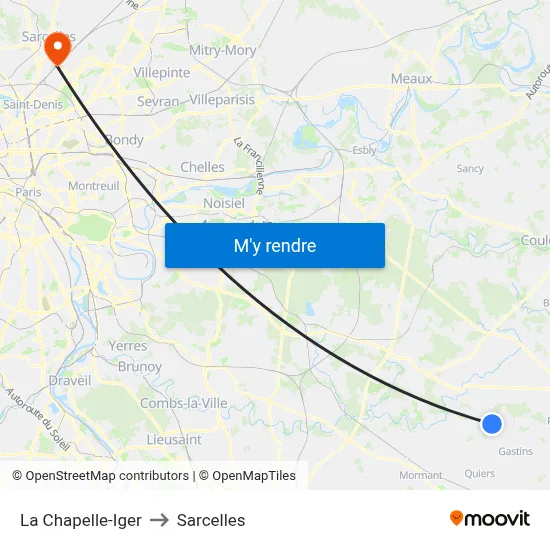 La Chapelle-Iger to Sarcelles map