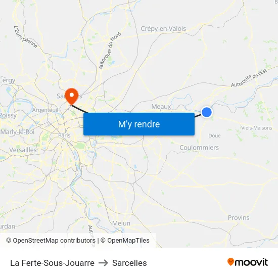 La Ferte-Sous-Jouarre to Sarcelles map