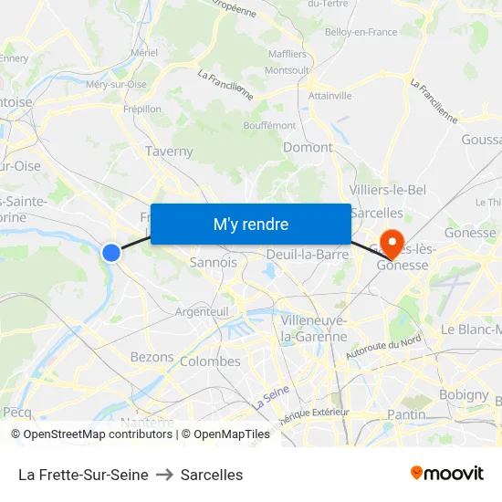 La Frette-Sur-Seine to Sarcelles map