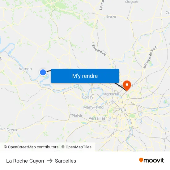 La Roche-Guyon to Sarcelles map