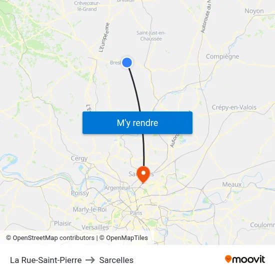 La Rue-Saint-Pierre to Sarcelles map