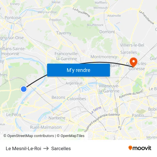 Le Mesnil-Le-Roi to Sarcelles map
