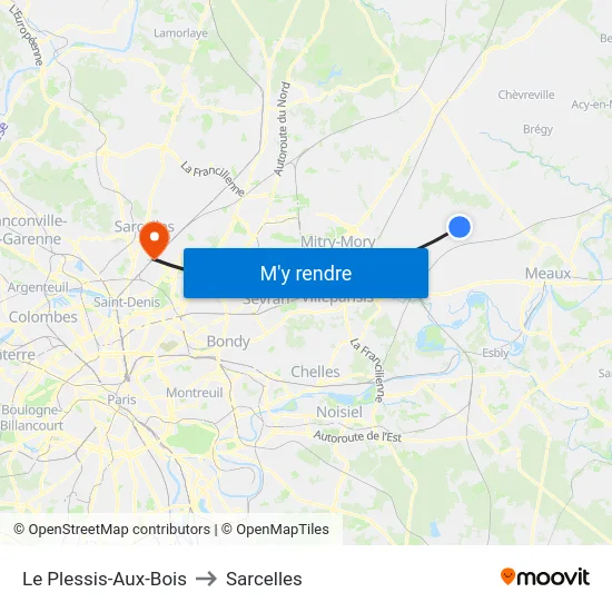 Le Plessis-Aux-Bois to Sarcelles map