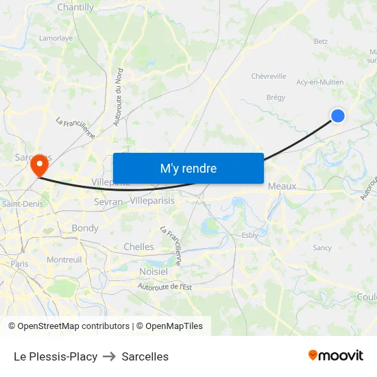 Le Plessis-Placy to Sarcelles map