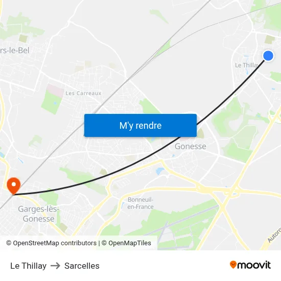 Le Thillay to Sarcelles map