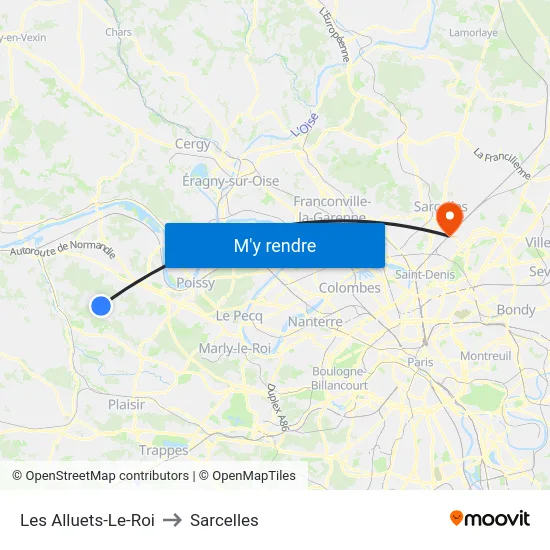 Les Alluets-Le-Roi to Sarcelles map
