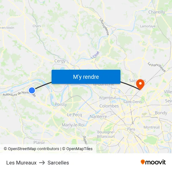 Les Mureaux to Sarcelles map