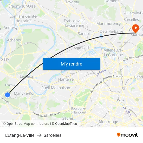 L'Etang-La-Ville to Sarcelles map
