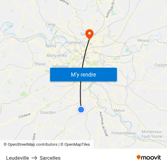 Leudeville to Sarcelles map
