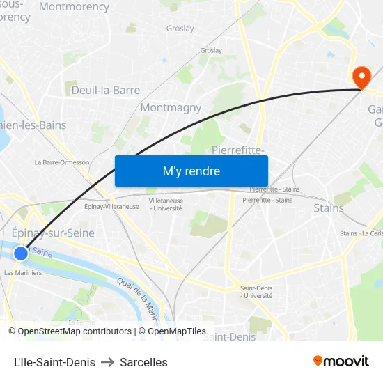 L'Ile-Saint-Denis to Sarcelles map
