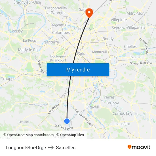Longpont-Sur-Orge to Sarcelles map