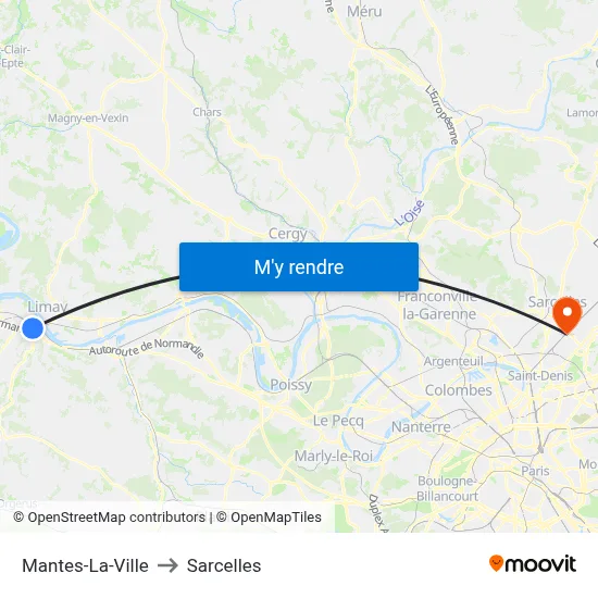 Mantes-La-Ville to Sarcelles map