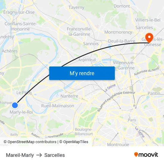 Mareil-Marly to Sarcelles map