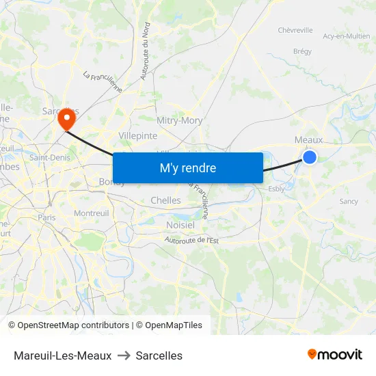 Mareuil-Les-Meaux to Sarcelles map
