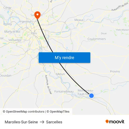 Marolles-Sur-Seine to Sarcelles map