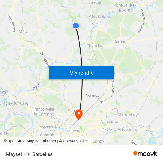 Maysel to Sarcelles map