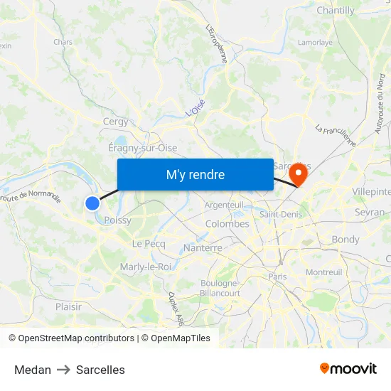 Medan to Sarcelles map