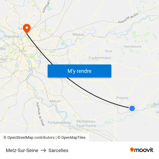 Melz-Sur-Seine to Sarcelles map