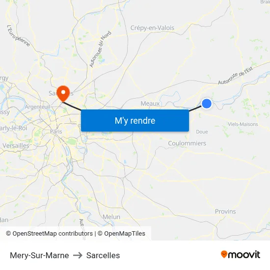Mery-Sur-Marne to Sarcelles map