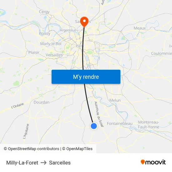 Milly-La-Foret to Sarcelles map