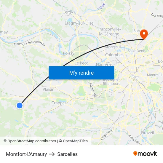 Montfort-L'Amaury to Sarcelles map