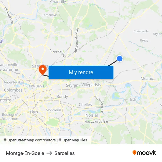 Montge-En-Goele to Sarcelles map