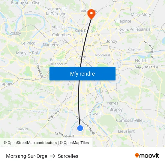 Morsang-Sur-Orge to Sarcelles map