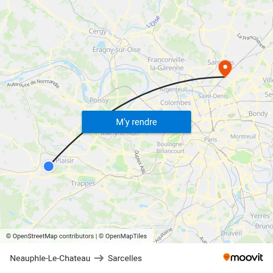 Neauphle-Le-Chateau to Sarcelles map