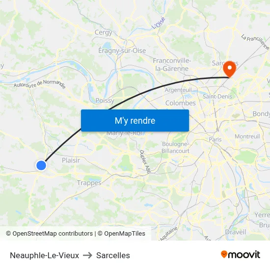 Neauphle-Le-Vieux to Sarcelles map