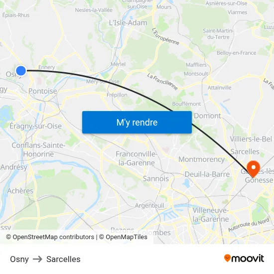 Osny to Sarcelles map