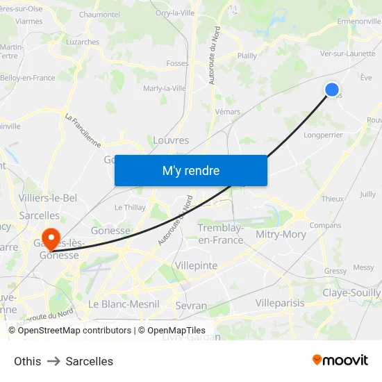 Othis to Sarcelles map