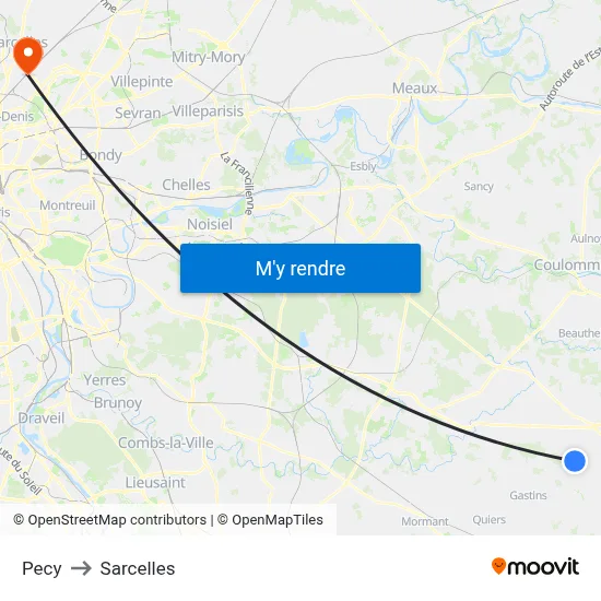 Pecy to Sarcelles map