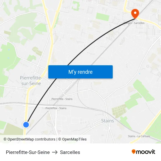 Pierrefitte-Sur-Seine to Sarcelles map