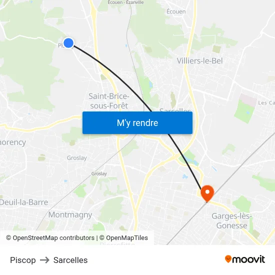 Piscop to Sarcelles map