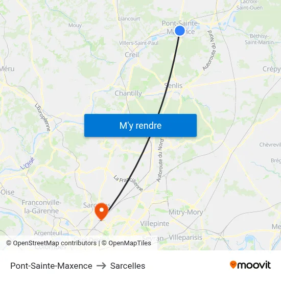 Pont-Sainte-Maxence to Sarcelles map