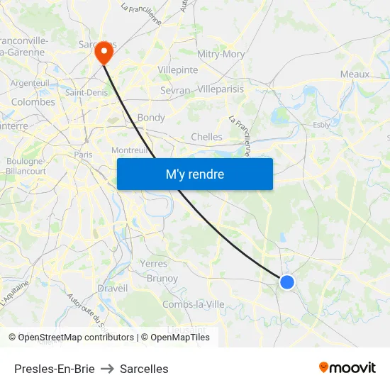 Presles-En-Brie to Sarcelles map