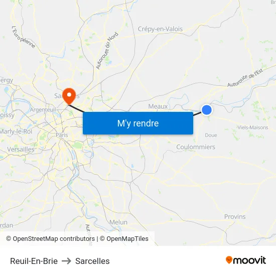 Reuil-En-Brie to Sarcelles map