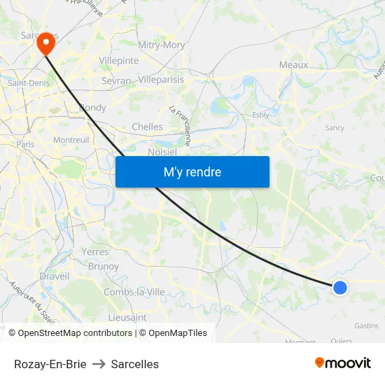 Rozay-En-Brie to Sarcelles map