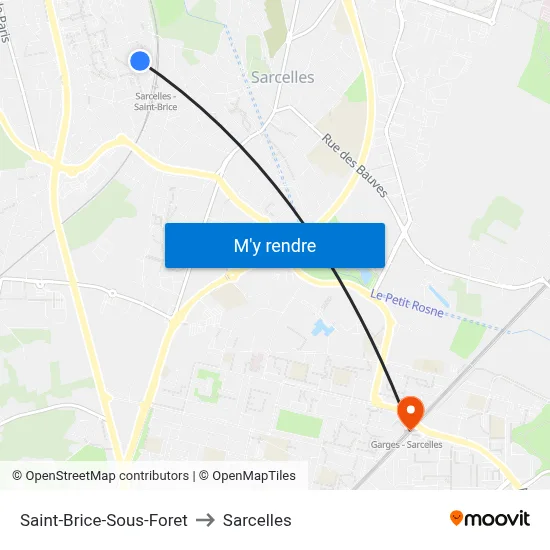 Saint-Brice-Sous-Foret to Sarcelles map