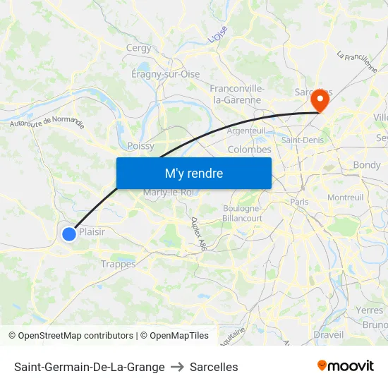 Saint-Germain-De-La-Grange to Sarcelles map
