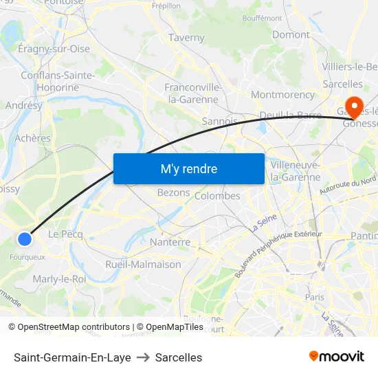 Saint-Germain-En-Laye to Sarcelles map