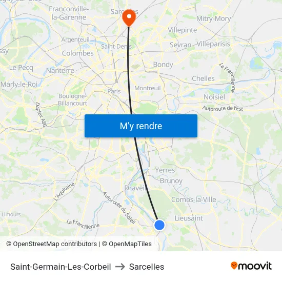 Saint-Germain-Les-Corbeil to Sarcelles map