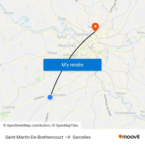 Saint-Martin-De-Brethencourt to Sarcelles map
