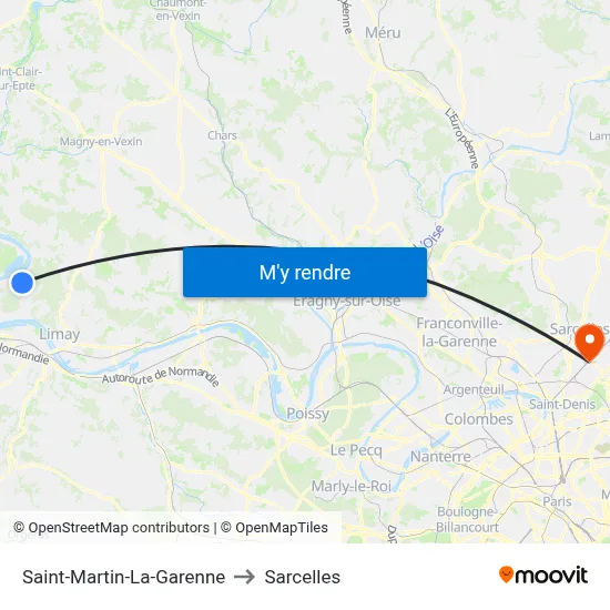 Saint-Martin-La-Garenne to Sarcelles map