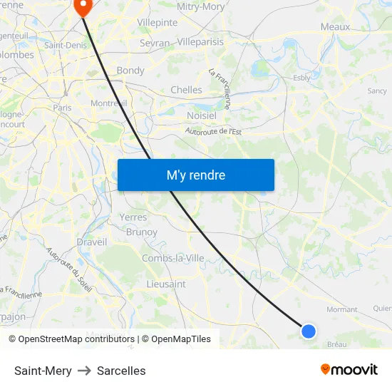 Saint-Mery to Sarcelles map