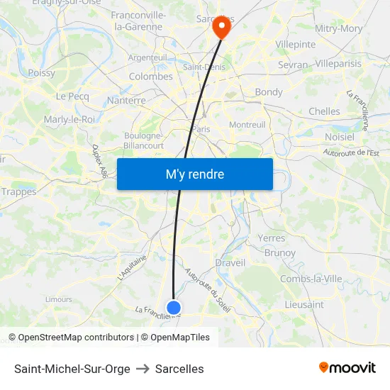 Saint-Michel-Sur-Orge to Sarcelles map