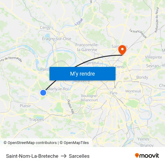 Saint-Nom-La-Breteche to Sarcelles map